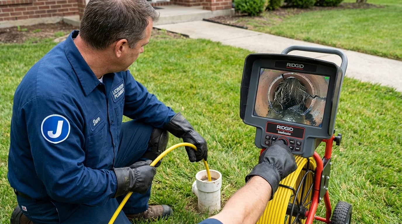 Sewer camera inspection being performed by Johns Plumbing LLC in Alvord