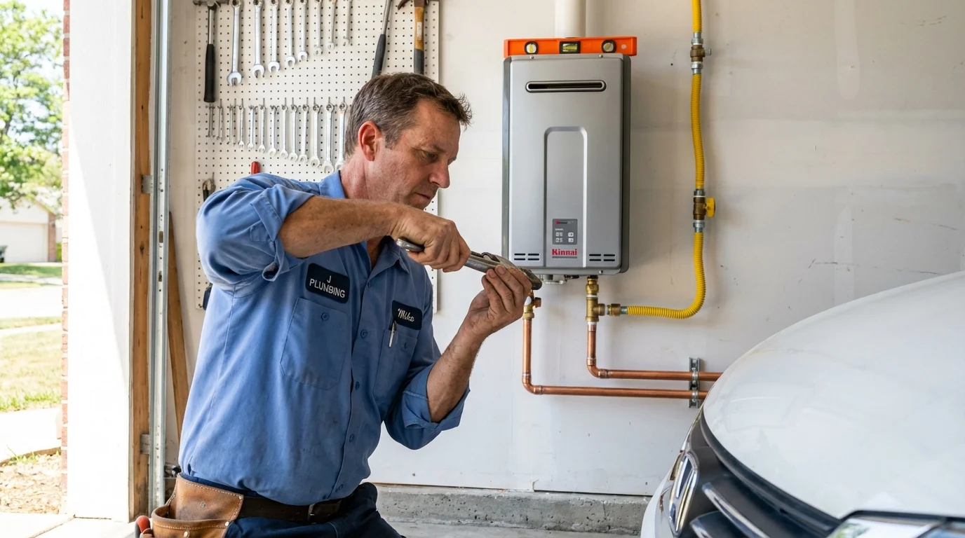 Tankless water heater installation by a Johns Plumbing LLC plumber in Alvord